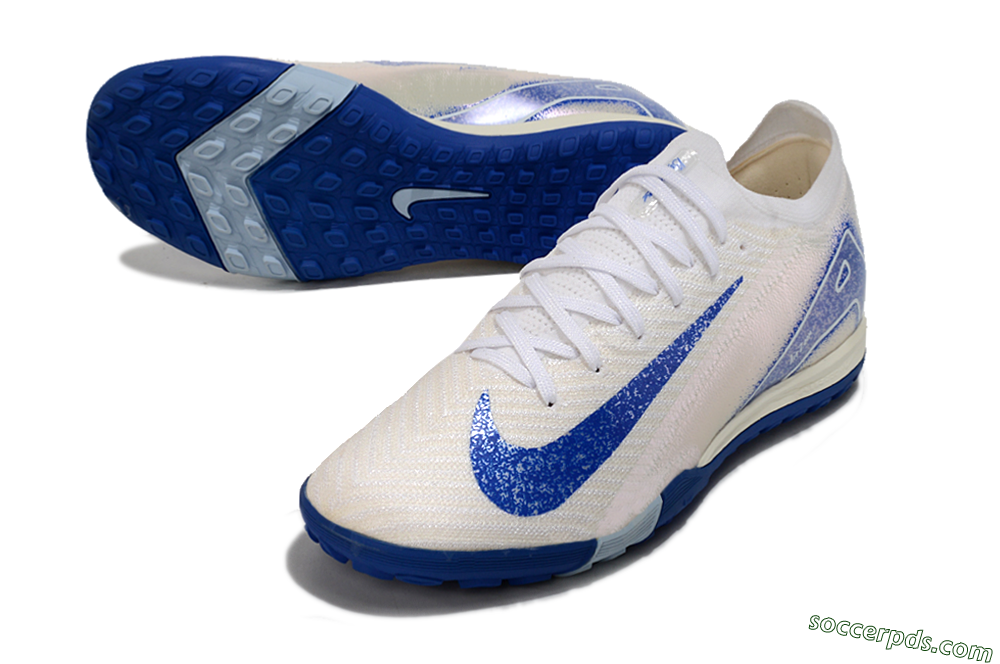 Nike Air Zoom Mercurial Vapor 16 Elite TF Low-Tops Football Shoes - White/Blue 3