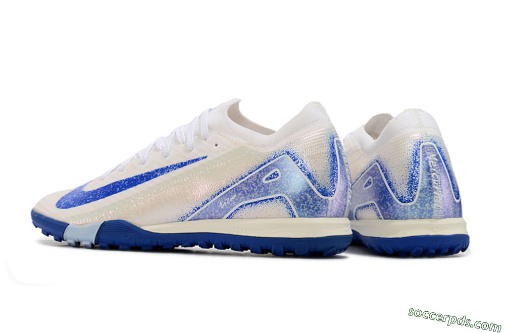 Nike Air Zoom Mercurial Vapor 16 Elite TF Low-Tops Football Shoes - White/Blue 4