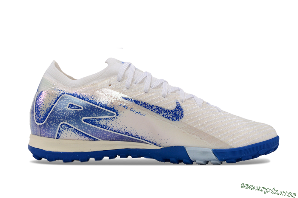 Nike Air Zoom Mercurial Vapor 16 Elite TF Low-Tops Football Shoes - White/Blue 5