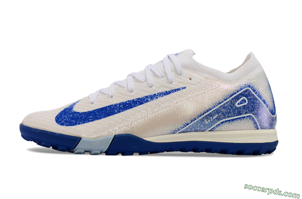 Nike Air Zoom Mercurial Vapor 16 Elite TF Low-Tops Football Shoes - White/Blue 2