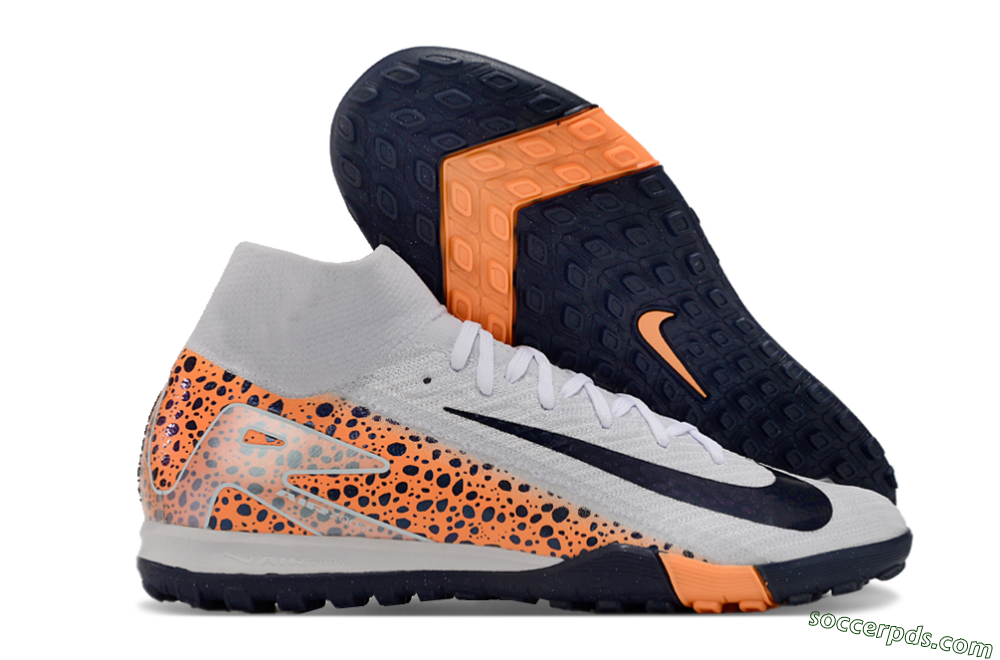 Nike Mercurial Superfly 10 Elite TF High-Tops Football Shoes - White/Black/Orange 1