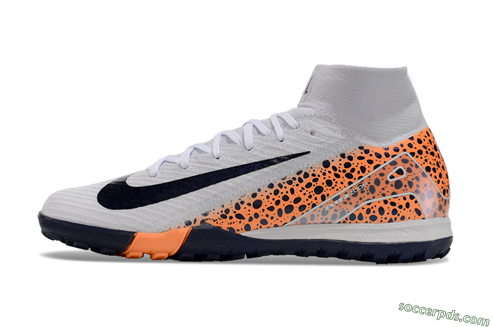 Nike Mercurial Superfly 10 Elite TF High-Tops Football Shoes - White/Black/Orange 2