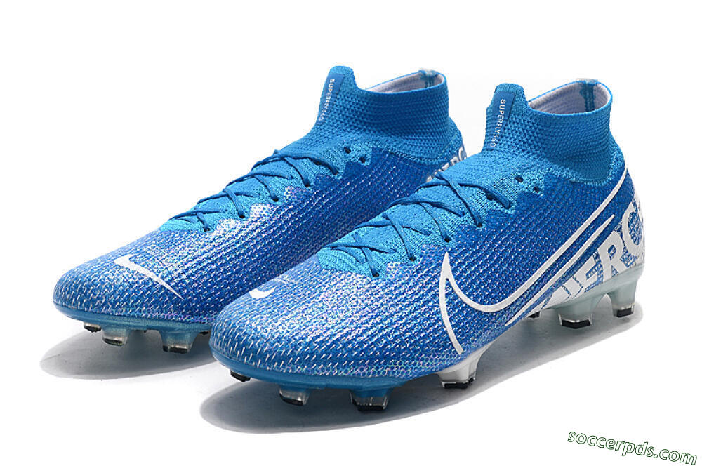 Nike Mercurial Superfly 7 Elite FG High-Tops Football Boots - Blue/White 5