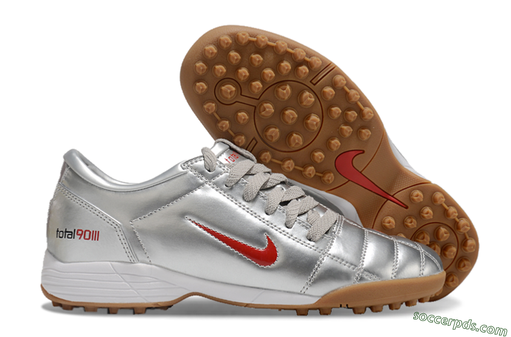 Nike Total 90 II TF Low-Tops Football Shoes - Silver/Red/Brown 1