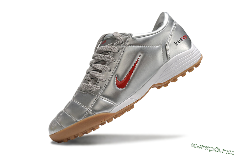 Nike Total 90 II TF Low-Tops Football Shoes - Silver/Red/Brown 5