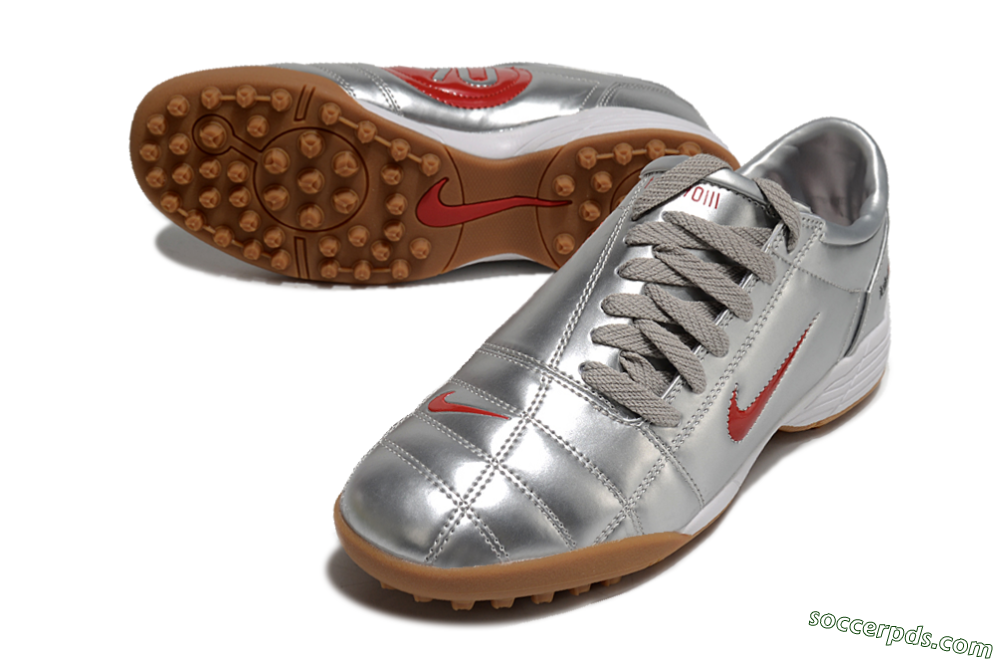 Nike Total 90 II TF Low-Tops Football Shoes - Silver/Red/Brown 3