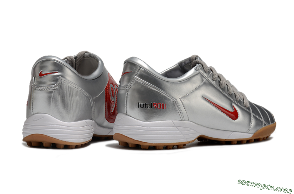 Nike Total 90 II TF Low-Tops Football Shoes - Silver/Red/Brown 6