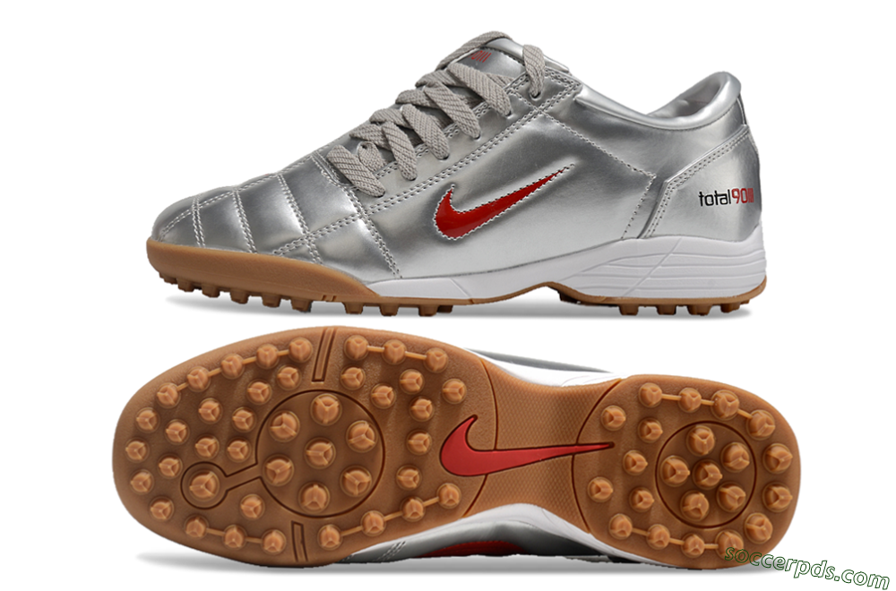Nike Total 90 II TF Low-Tops Football Shoes - Silver/Red/Brown 0