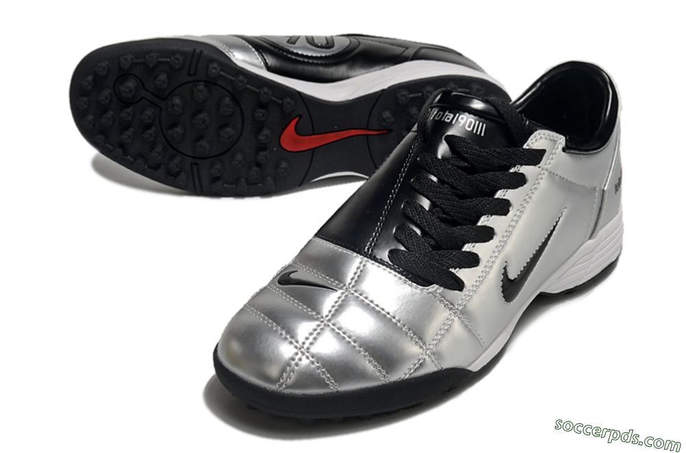 Nike Total 90 II TF Low-Tops Football Shoes - Silver/Black/Red 3