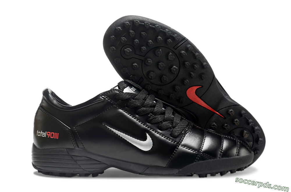 Nike Total 90 II TF Low-Tops Football Shoes - Black/White/Red 1