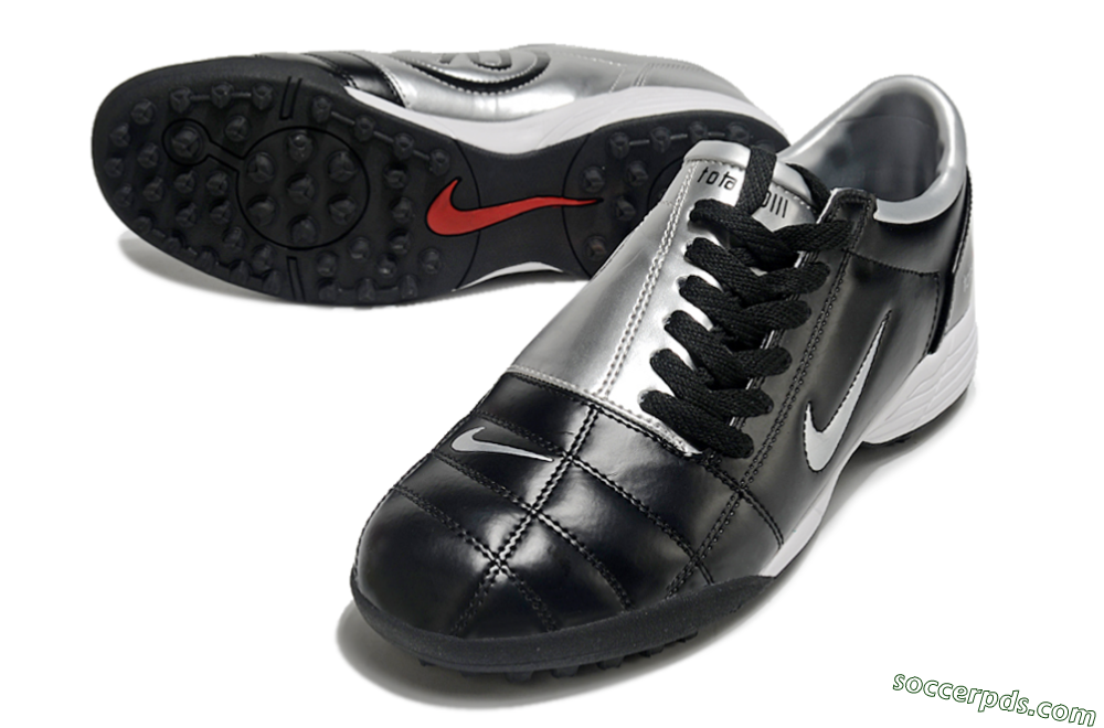 Nike Total 90 II TF Low-Tops Football Shoes - Black/Silver/Red 3