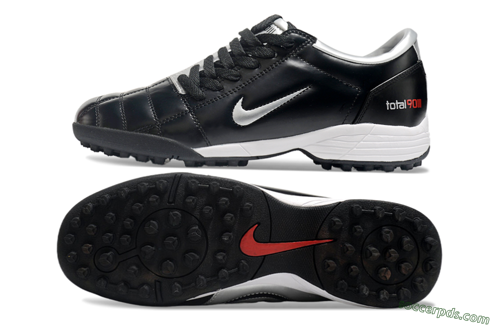 Nike Total 90 II TF Low-Tops Football Shoes - Black/Silver/Red 0