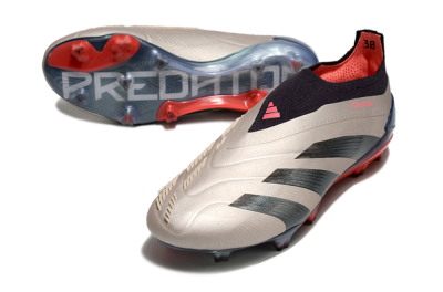Adidas Predator Elite Laceless FG Low-Tops Football Boots - Platinum Metallic/Aurora Black/Carbon