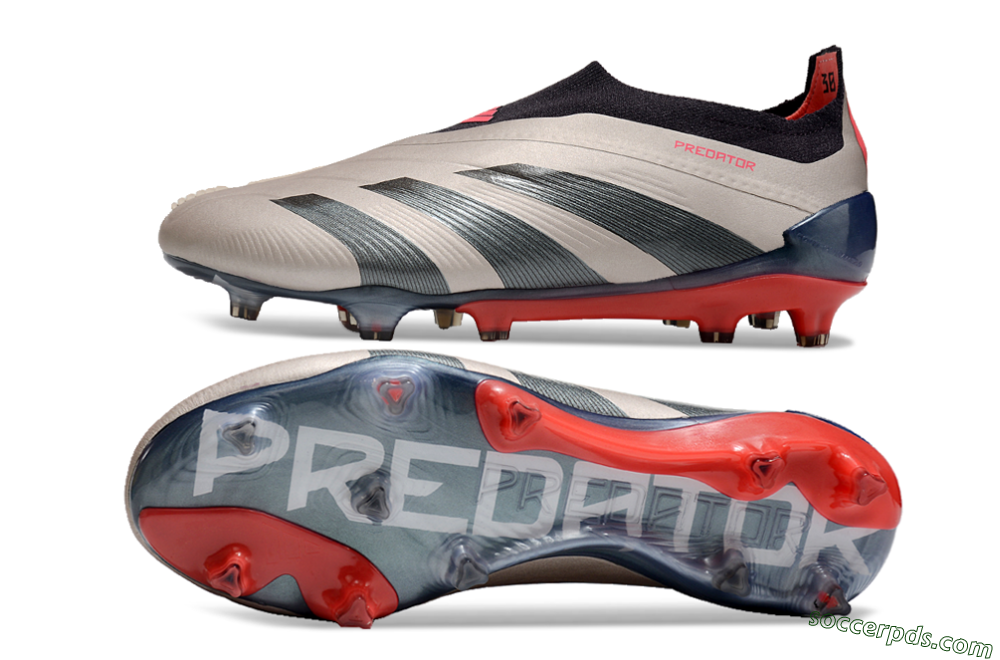 Adidas Predator Elite Laceless FG Low-Tops Football Boots - Platinum Metallic/Aurora Black/Carbon 0