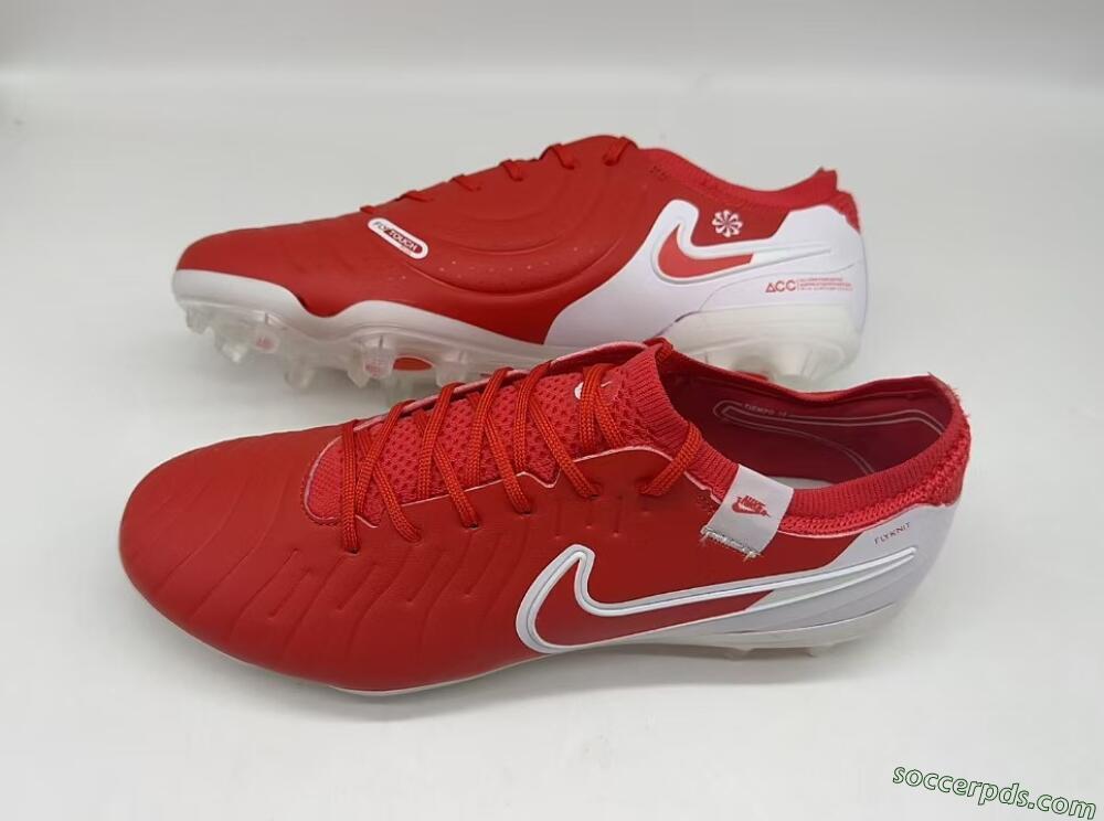 Nike Tiempo Legend 10 Elite FG Low-Tops Football Boots - Red/White