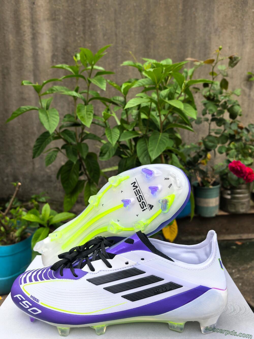 Adidas F50 Elite FG Low-Tops Football Boots - White/Purple/Black/Yellow
