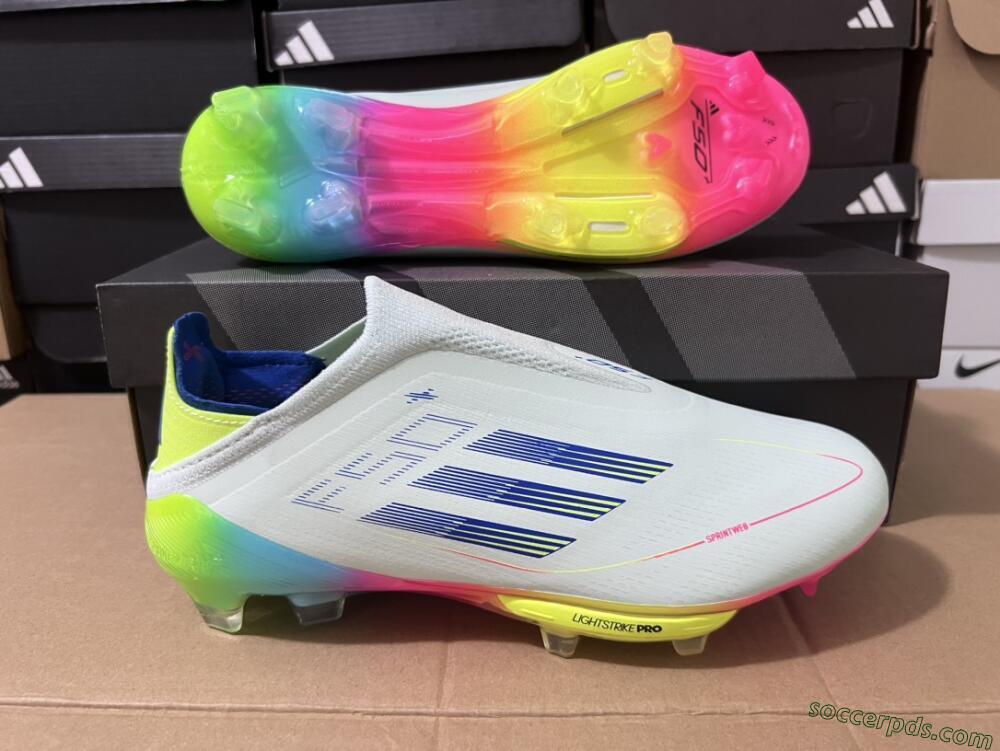 Adidas F50+ Lightstrike Pro Laceless FG Low-Tops Football Boots - Jade/Rainbow