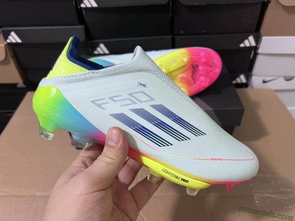 Adidas F50+ Lightstrike Pro Laceless FG Low-Tops Football Boots - Jade/Rainbow
