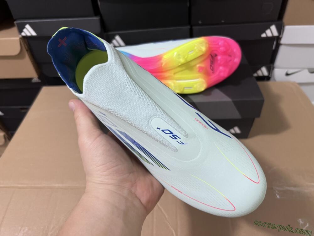 Adidas F50+ Lightstrike Pro Laceless FG Low-Tops Football Boots - Jade/Rainbow