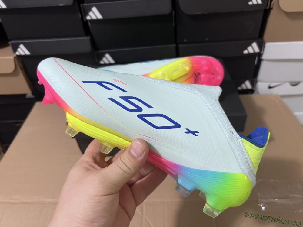 Adidas F50+ Lightstrike Pro Laceless FG Low-Tops Football Boots - Jade/Rainbow