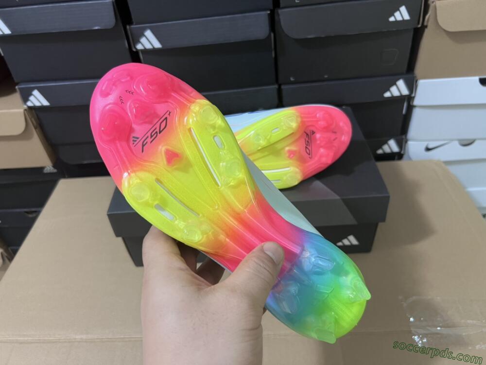 Adidas F50+ Lightstrike Pro Laceless FG Low-Tops Football Boots - Jade/Rainbow