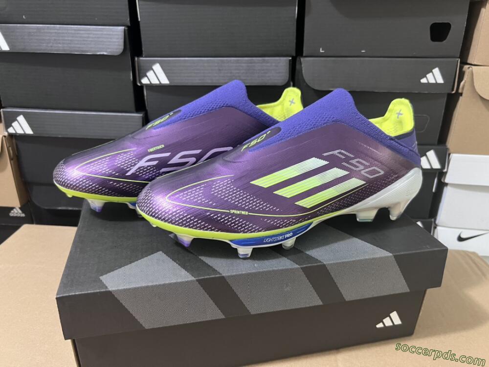 Adidas F50+ Lightstrike Pro FG Low-Tops Football Boots - Purple/Yellow/Blue