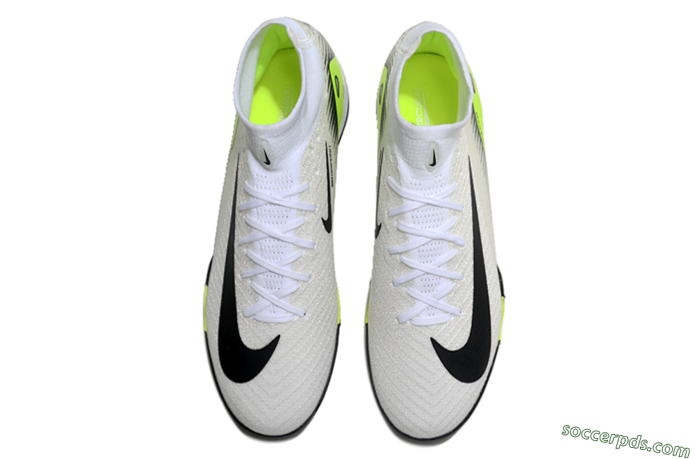 Nike Air Zoom Mercurial Superfly 10 Elite TF High-Tops Football Shoes - White/Black/Yellow 4