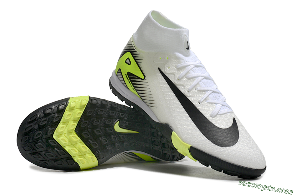 Nike Air Zoom Mercurial Superfly 10 Elite TF High-Tops Football Shoes - White/Black/Yellow 3
