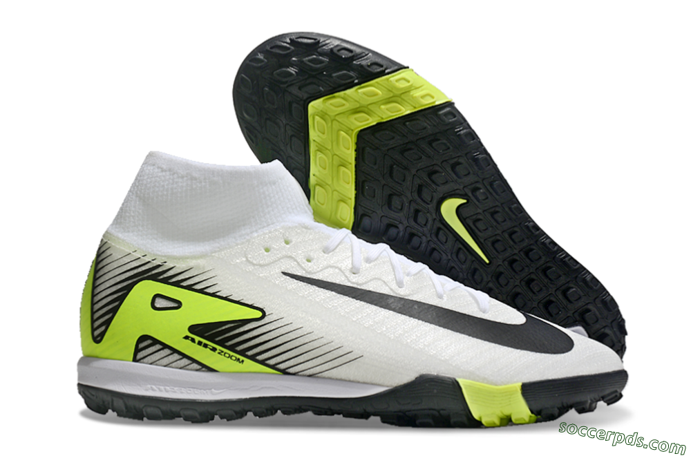 Nike Air Zoom Mercurial Superfly 10 Elite TF High-Tops Football Shoes - White/Black/Yellow 1
