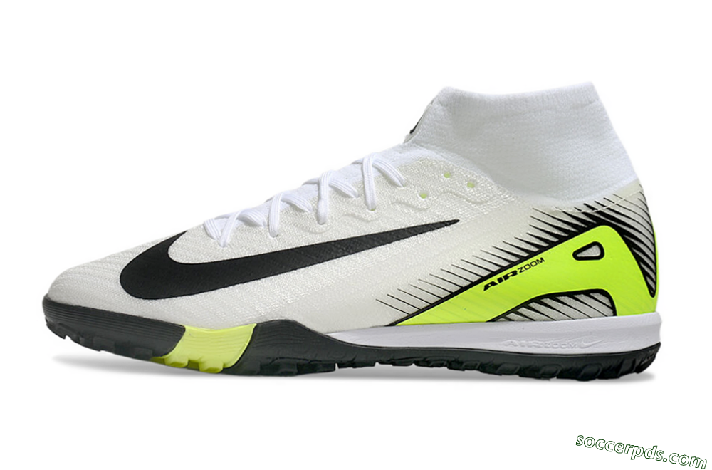 Nike Air Zoom Mercurial Superfly 10 Elite TF High-Tops Football Shoes - White/Black/Yellow 2