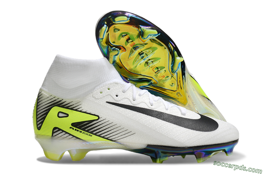 Nike Air Zoom Mercurial Superfly 10 Elite FG High-Tops Football Boots - White/Black/Yellow/Gold 1