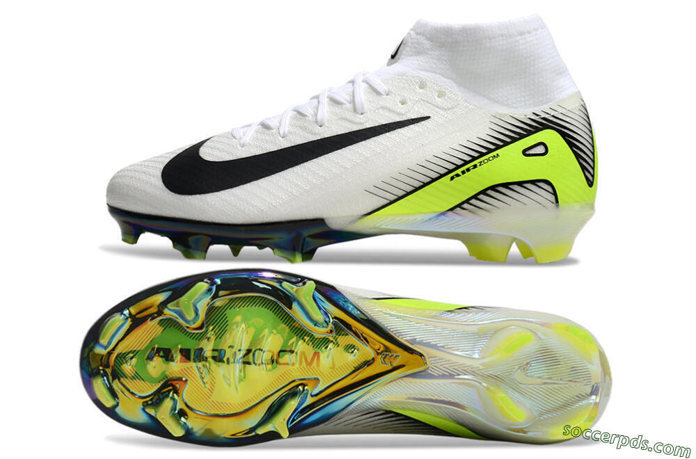 Nike Air Zoom Mercurial Superfly 10 Elite FG High-Tops Football Boots - White/Black/Yellow/Gold 0