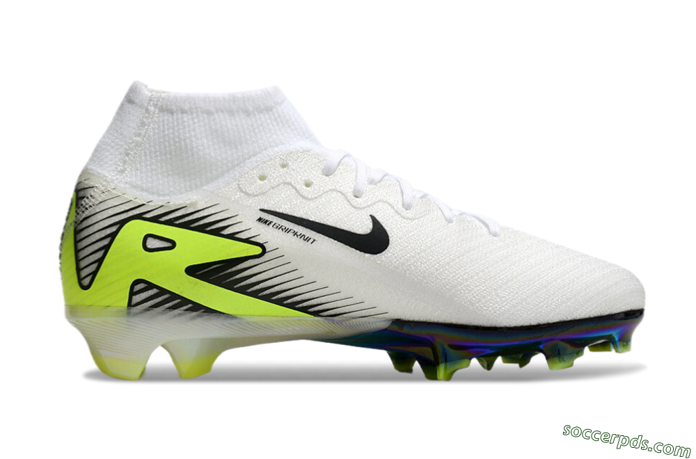 Nike Air Zoom Mercurial Superfly 10 Elite FG High-Tops Football Boots - White/Black/Yellow/Gold 5