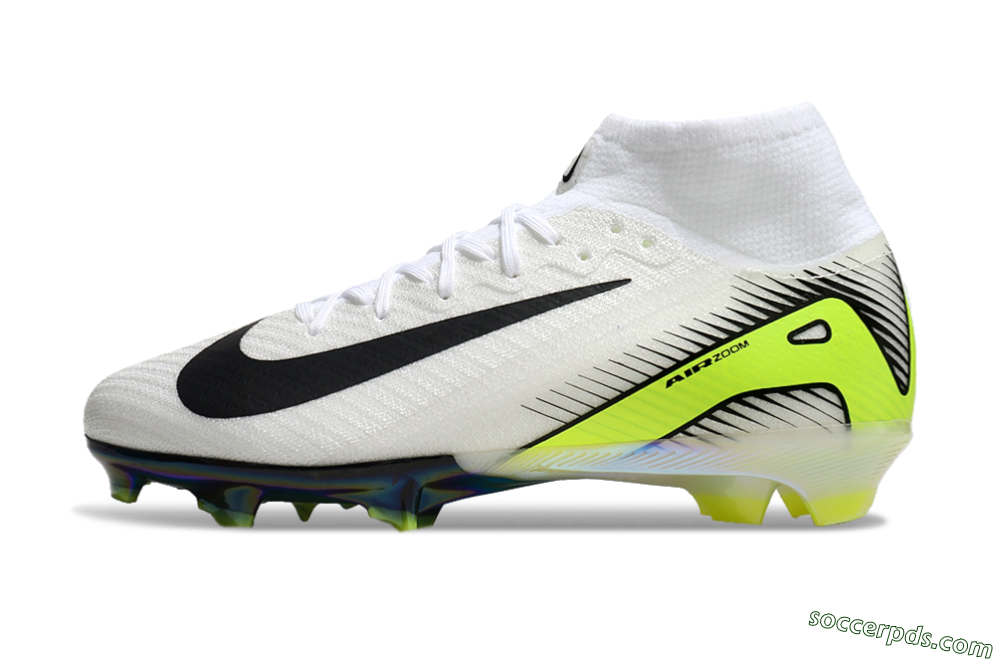 Nike Air Zoom Mercurial Superfly 10 Elite FG High-Tops Football Boots - White/Black/Yellow/Gold 2