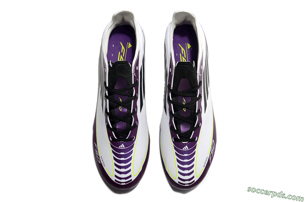 Messi x Adidas F50 Elite MG Low-Tops Football Boots - White/Black/Purple 5