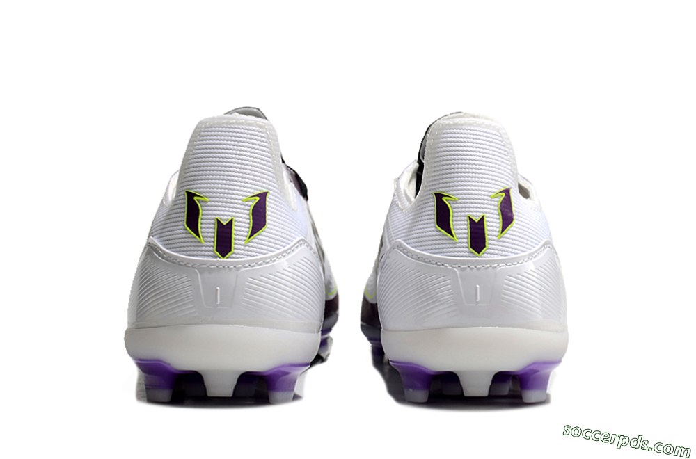Messi x Adidas F50 Elite MG Low-Tops Football Boots - White/Black/Purple 7