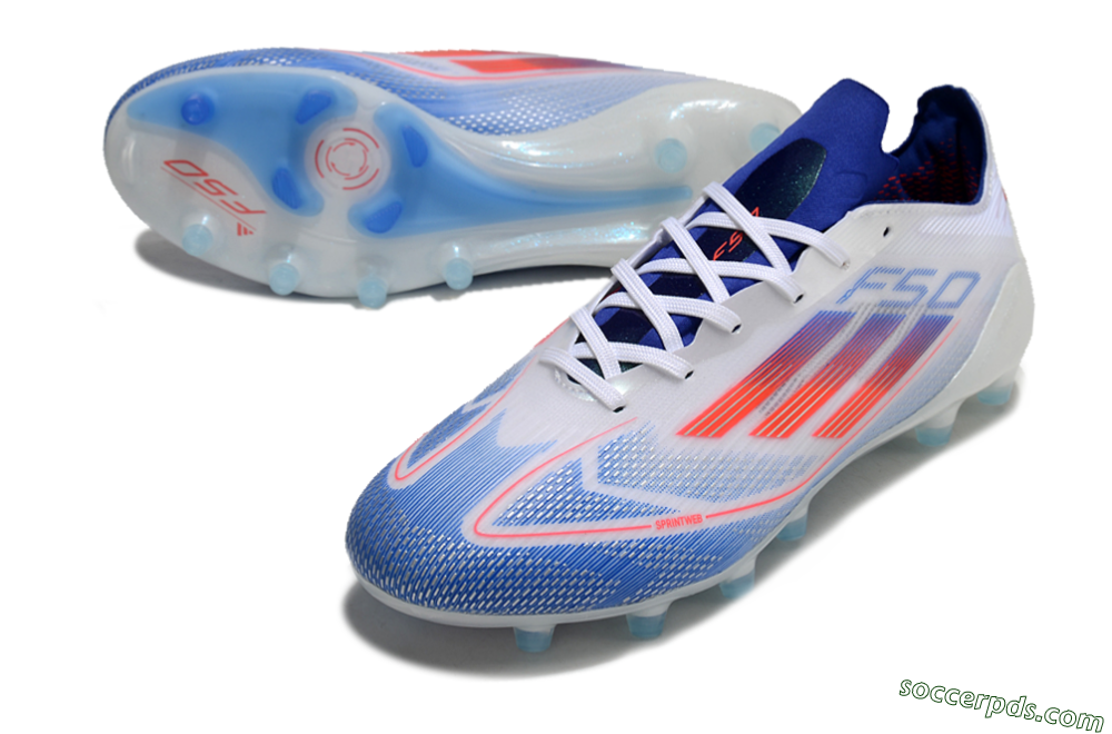 Adidas F50 Elite AG Low-Tops Football Boots - White/Blue/Red 3