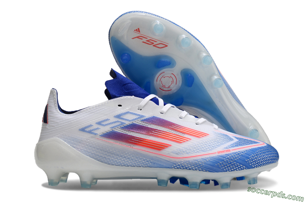 Adidas F50 Elite AG Low-Tops Football Boots - White/Blue/Red 1