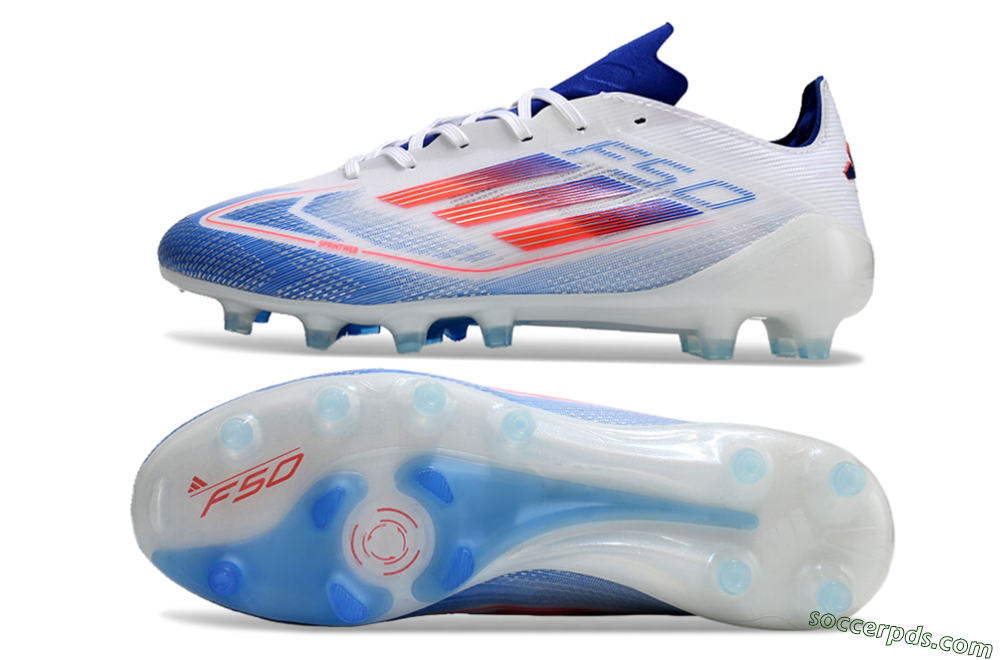 Adidas F50 Elite AG Low-Tops Football Boots - White/Blue/Red 0