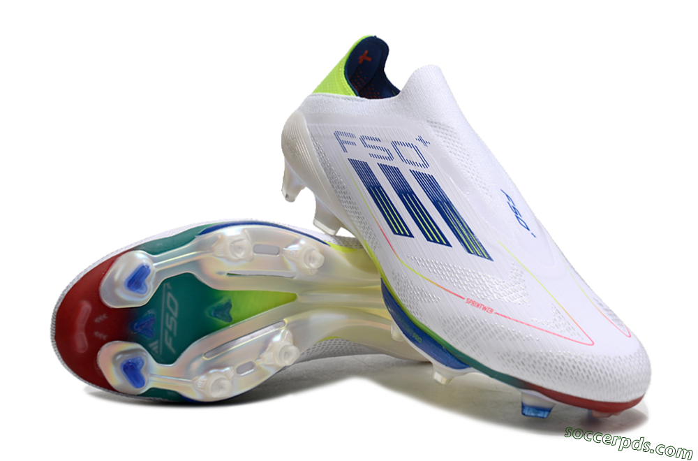 Adidas F50+ Lightstrike Elite FG Low-Tops Football Boots - White/Blue/Yellow 4