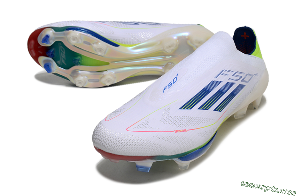 Adidas F50+ Lightstrike Elite FG Low-Tops Football Boots - White/Blue/Yellow 3