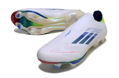 Adidas F50+ Lightstrike Elite FG Low-Tops Football Boots - White/Blue/Yellow