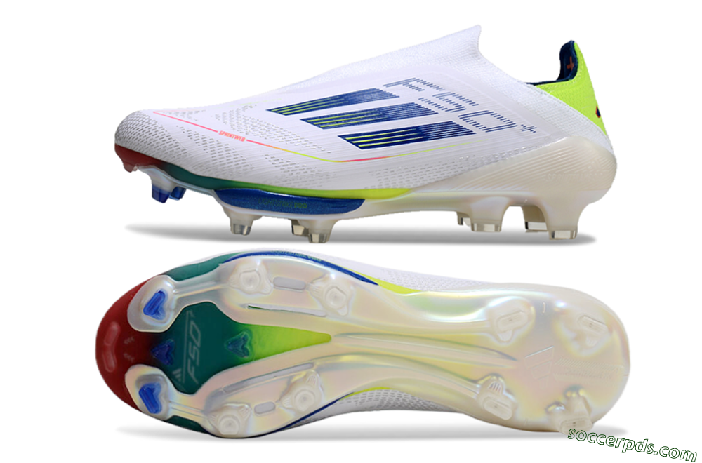 Adidas F50+ Lightstrike Elite FG Low-Tops Football Boots - White/Blue/Yellow 0