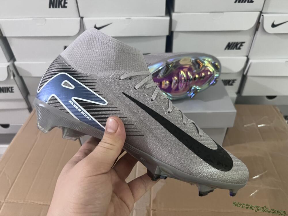 Nike Mercurial Superfly 10 Elite FG High-Tops Football Boots - Grey/Black/Blue/Gold