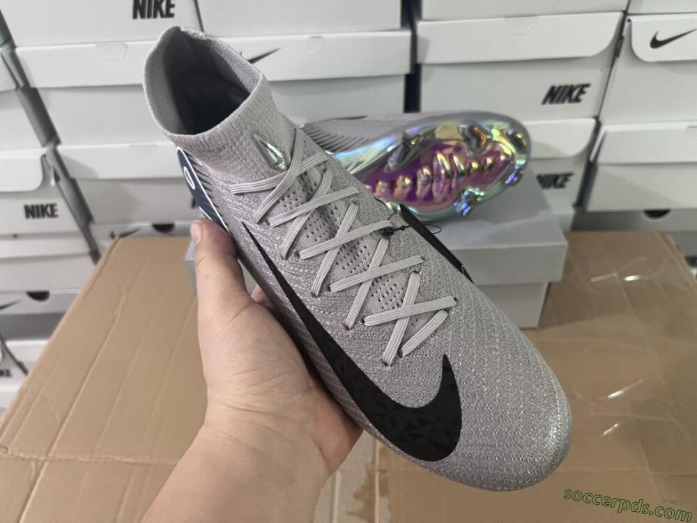 Nike Mercurial Superfly 10 Elite FG High-Tops Football Boots - Grey/Black/Blue/Gold