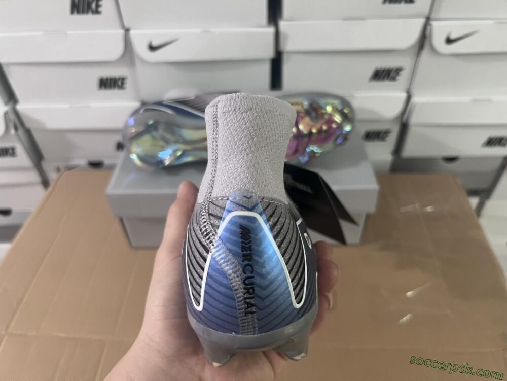 Nike Mercurial Superfly 10 Elite FG High-Tops Football Boots - Grey/Black/Blue/Gold