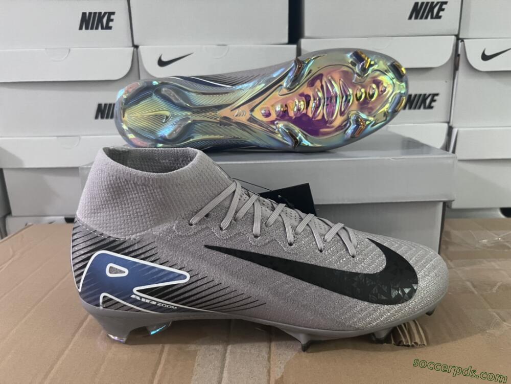 Nike Mercurial Superfly 10 Elite FG High-Tops Football Boots - Grey/Black/Blue/Gold