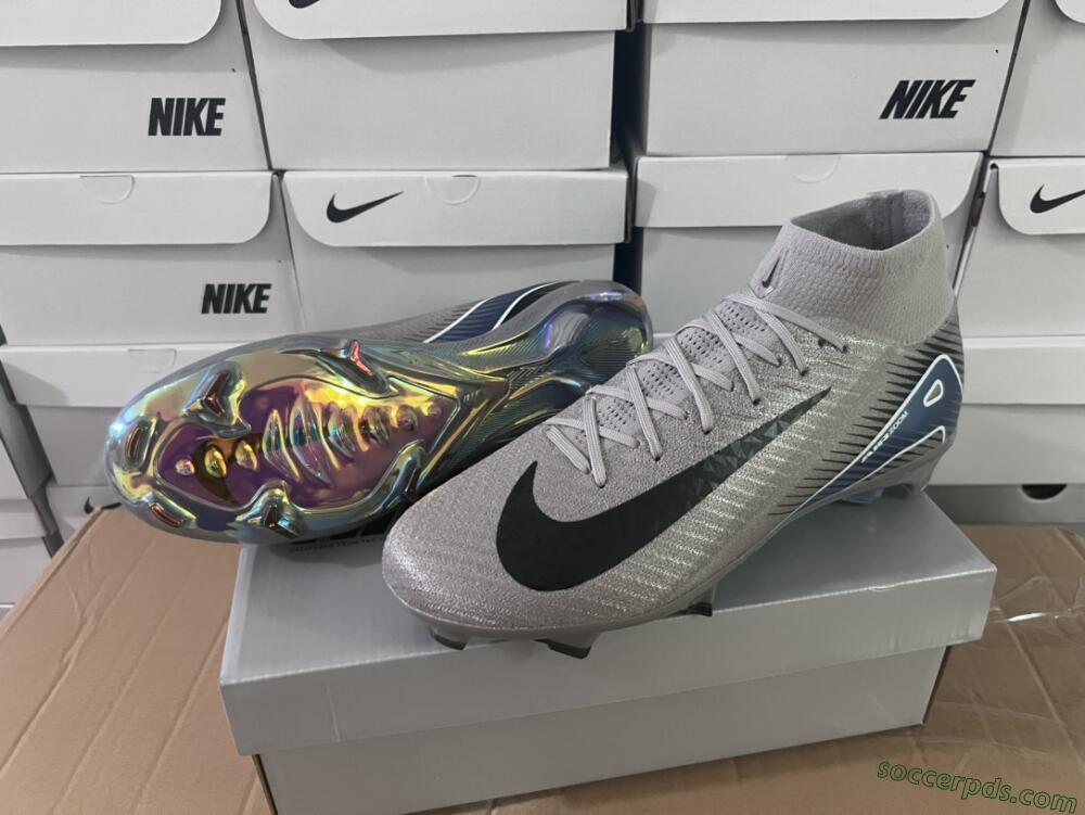Nike Mercurial Superfly 10 Elite FG High-Tops Football Boots - Grey/Black/Blue/Gold