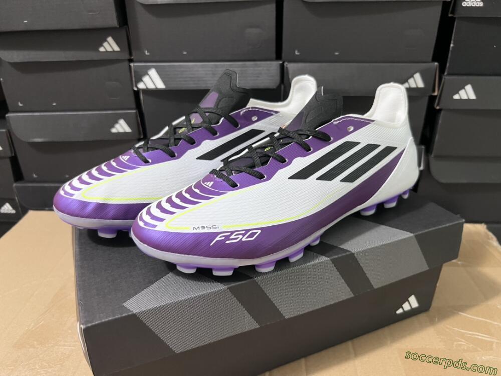 Messi x Adidas F50 Elite MG Low-Tops Football Boots - White/Black/Purple