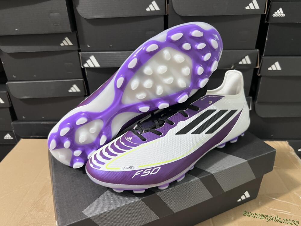 Messi x Adidas F50 Elite MG Low-Tops Football Boots - White/Black/Purple